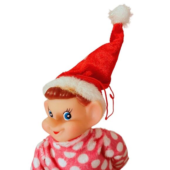 VNTG Christmas PIXIE ELF Tree Ornament Long Nose Rubber Smile Happy Knome Elves - Picture 6 of 11